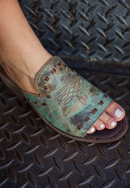 Turquoise Boot stitch heels