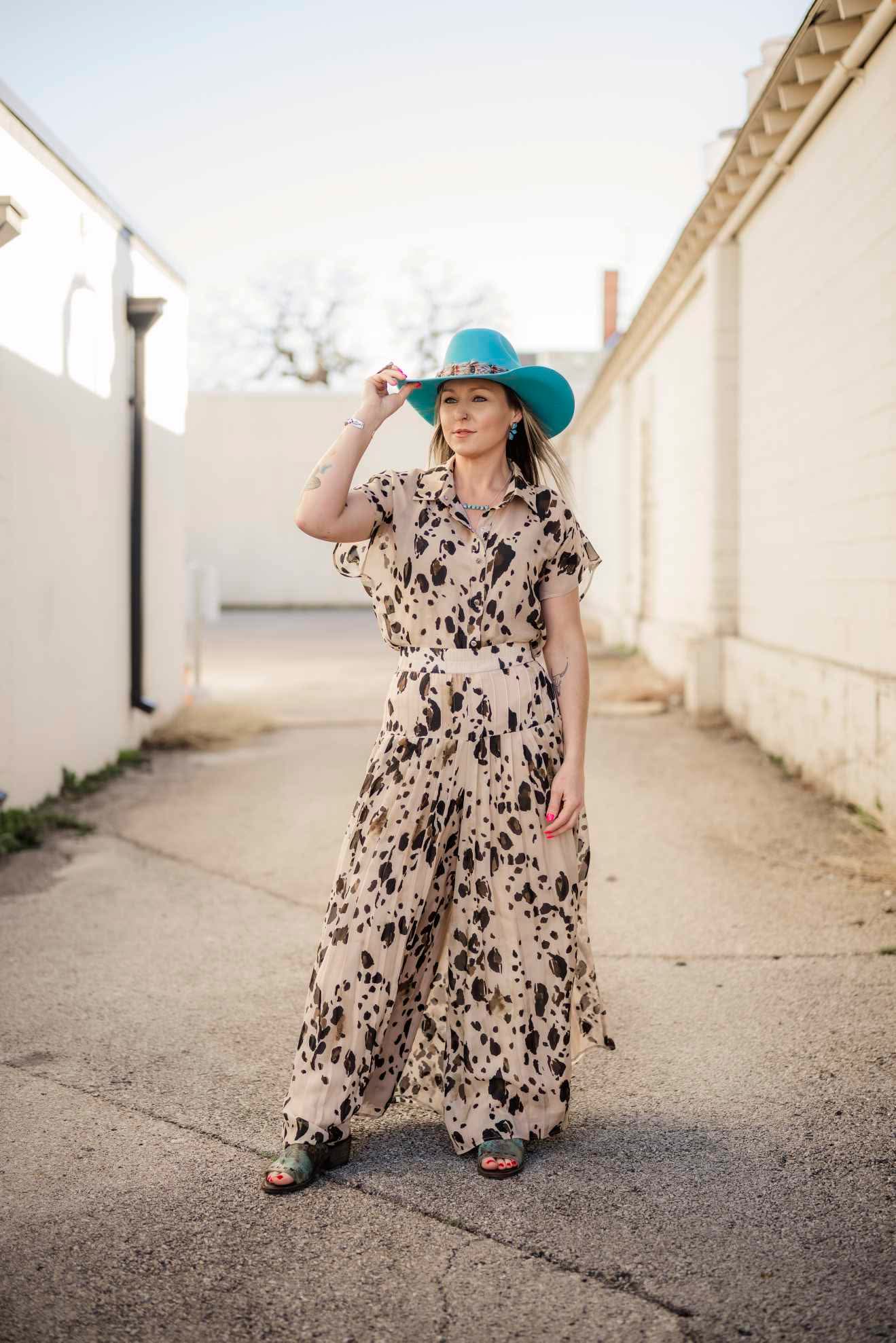 Chrome Palazzo Pants