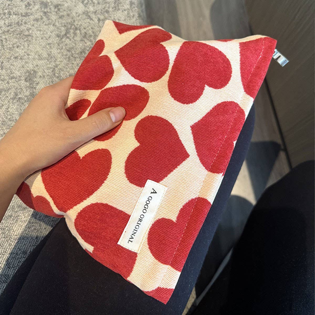 Corduroy Heart Makeup Bag Travel Wash Organizer_CUAB00664