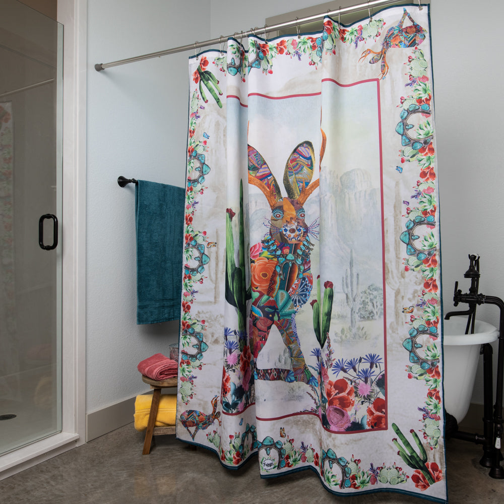 Jeweled jackalope shower curtain