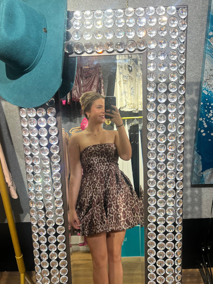 Maroon leopard mini bubble dress