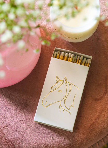White Oversized Horse Head Matches with Gold Foil