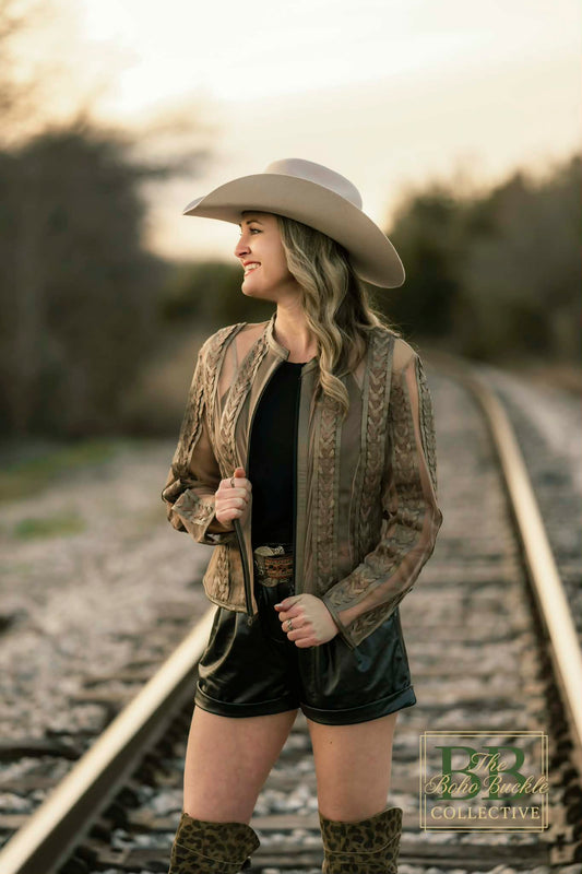 Braided lambskin on mesh