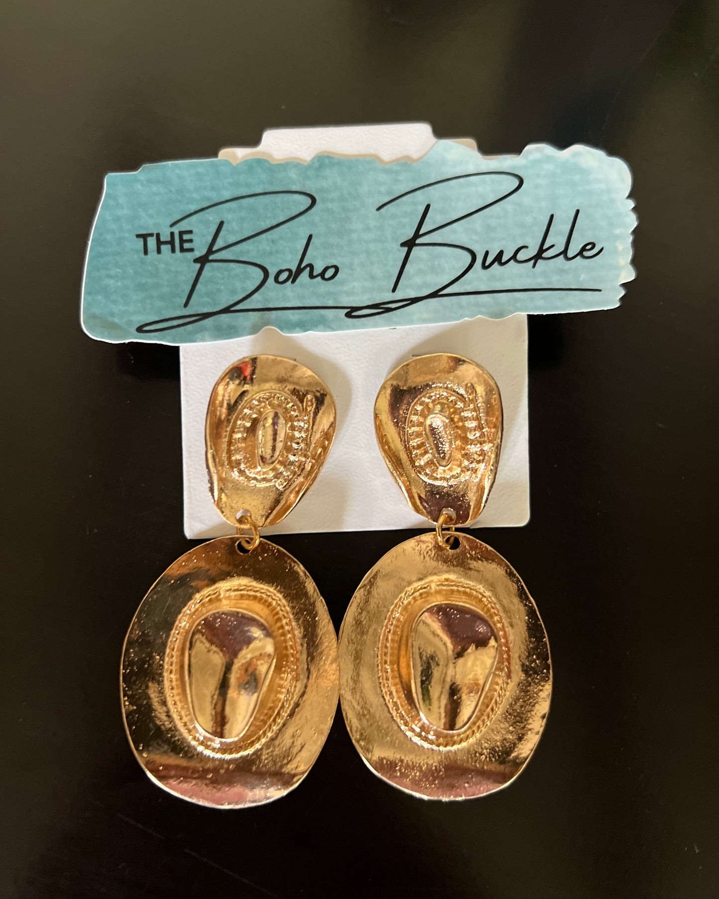 Gold Cowboy Hat Earrings