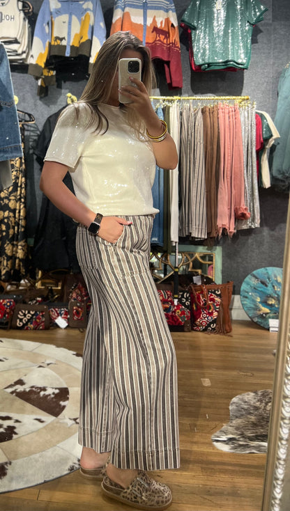 Brown multicolored striped pants