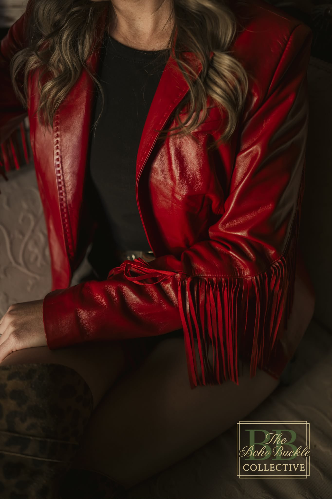 Red lambskin leather jacket