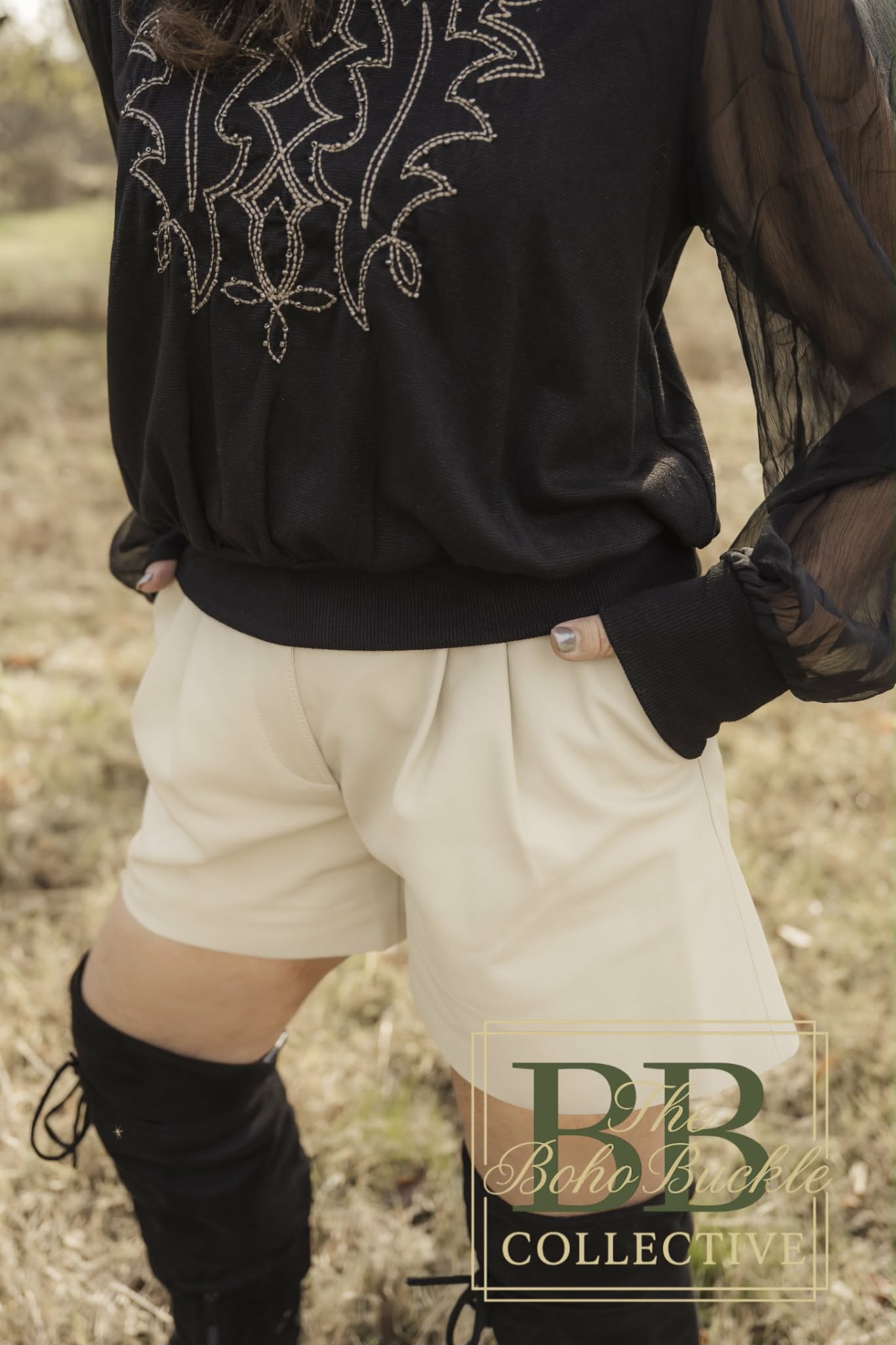 Ivory leather shorts