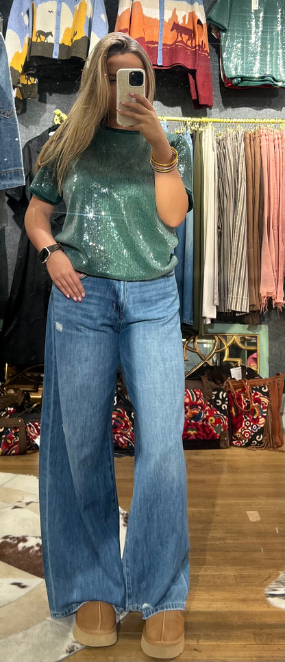 Denim wide leg jeans