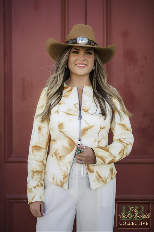 Tie Dye lamb skin leather jacket