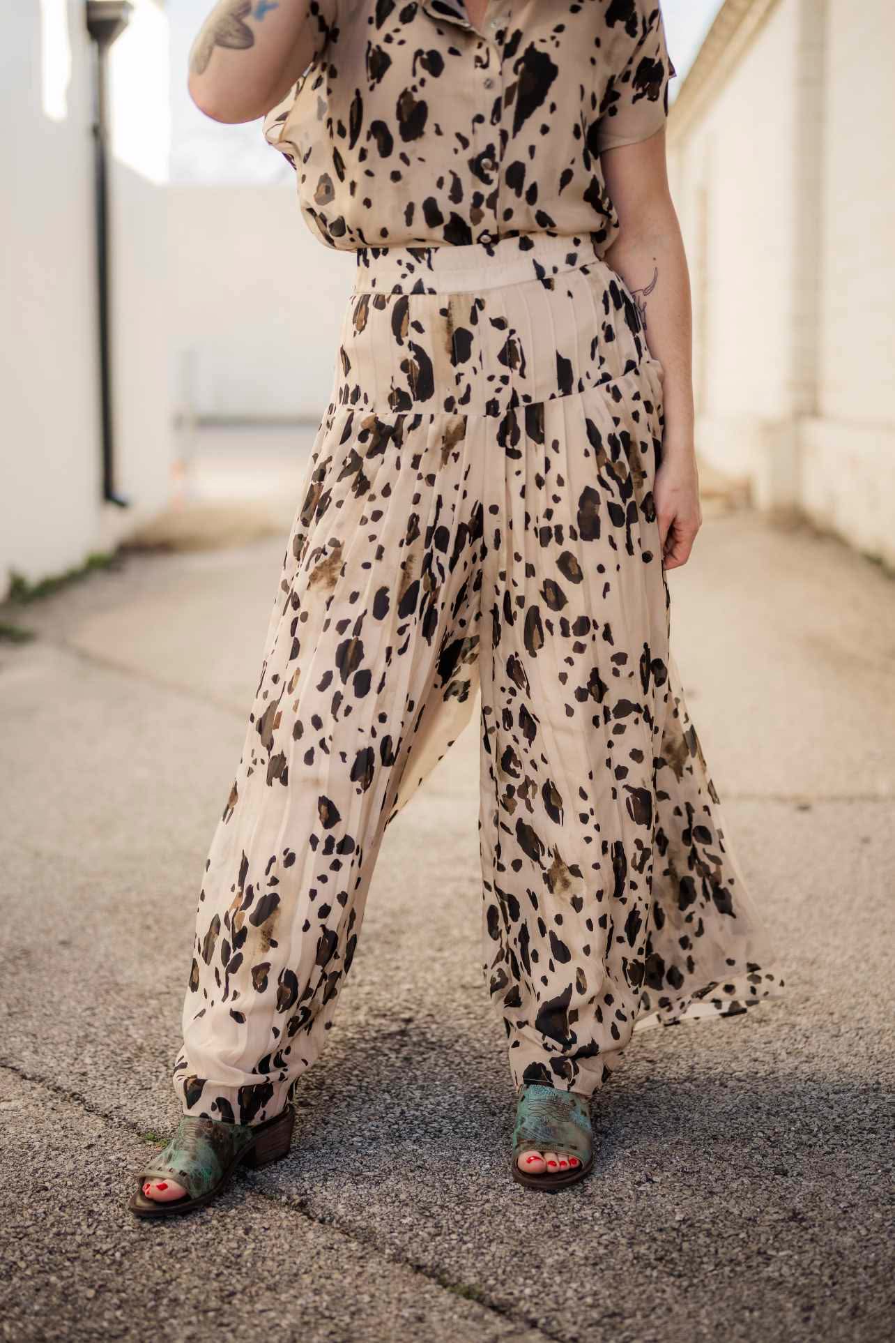 Chrome Palazzo Pants