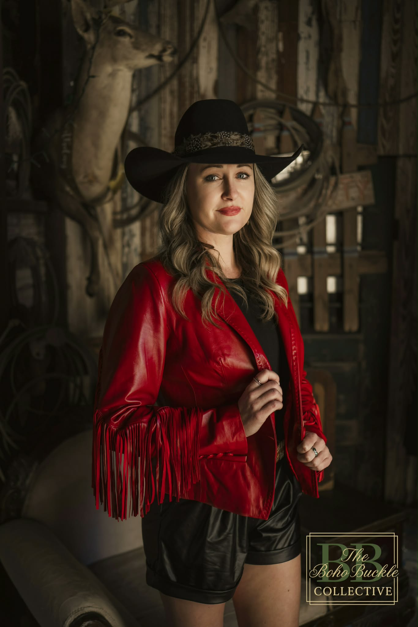 Red lambskin leather jacket