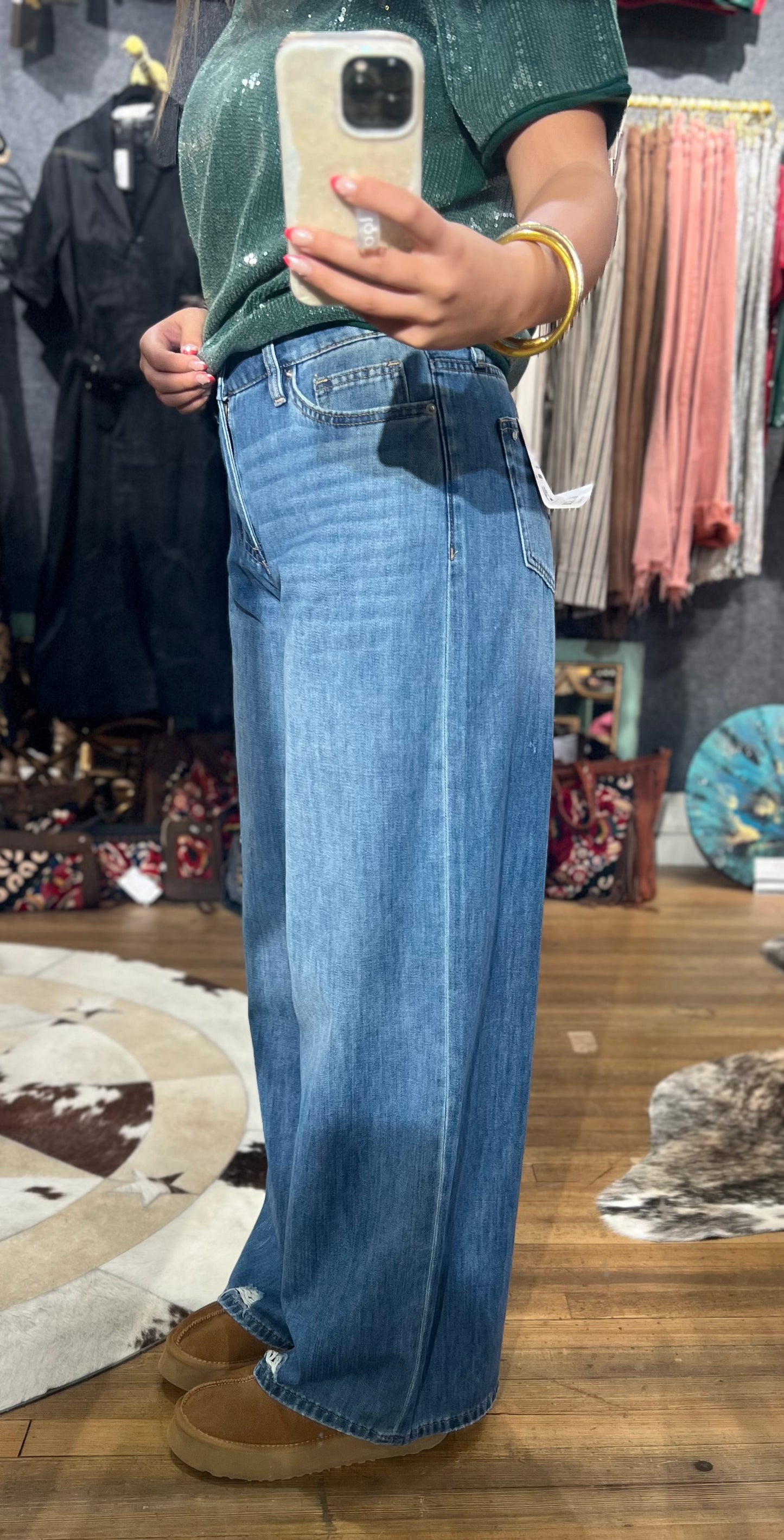 Denim wide leg jeans
