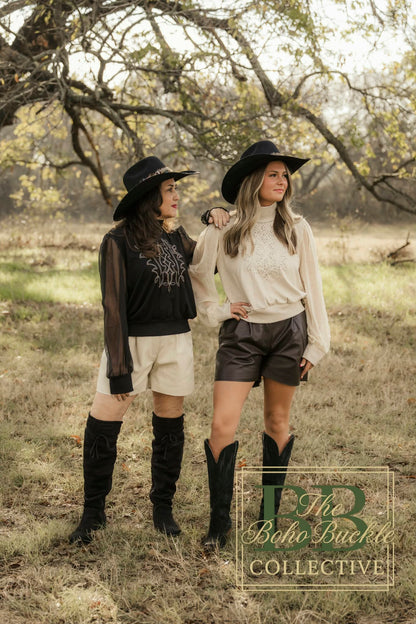 Ivory leather shorts