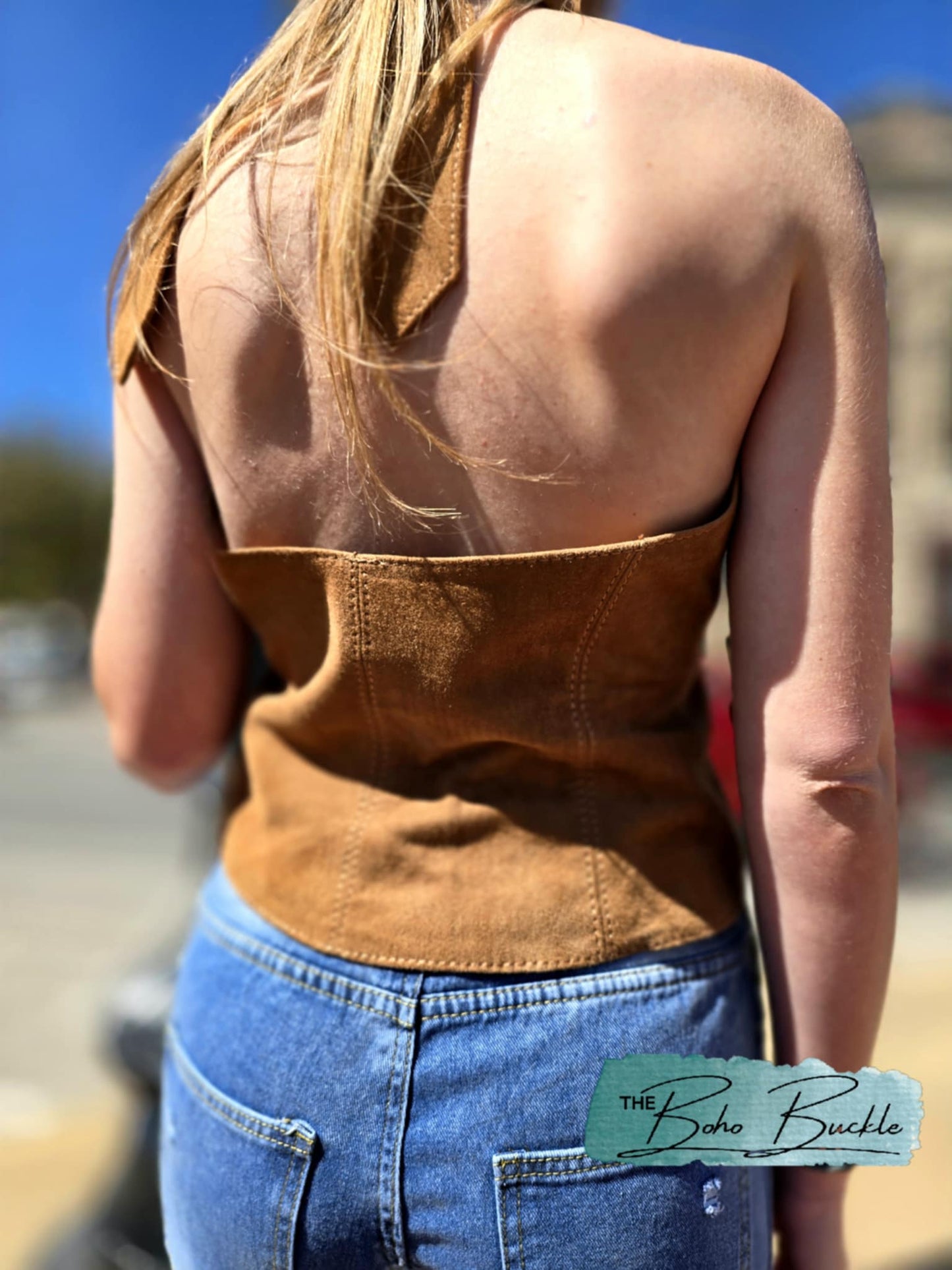 Brown leather wrap around tank