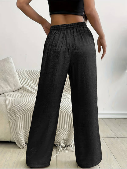 Metal shiny bronzing wide-leg pants