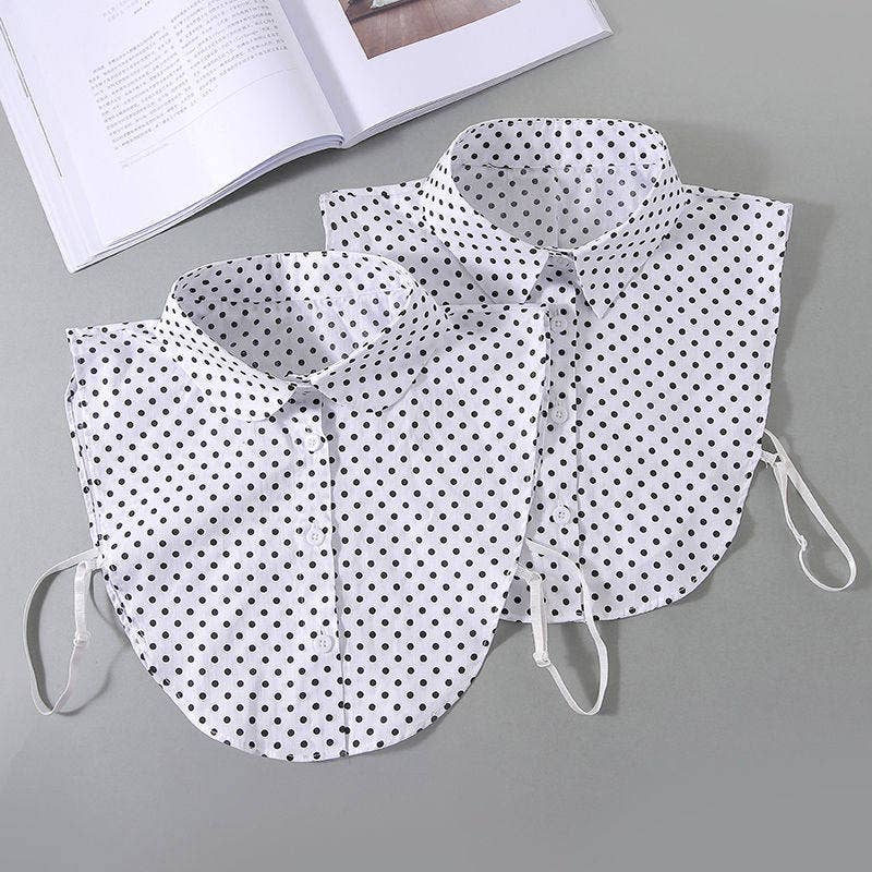 Women's Cotton Polka Dot Detachable Collar For Sweaters And Hoodies