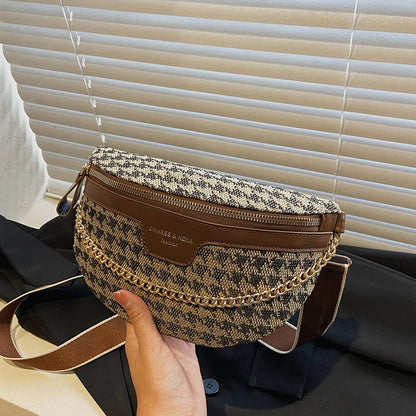 LEOPARD PRINT BLACK CHAIN STRAP FANNY BELT BAG_CWAB0923