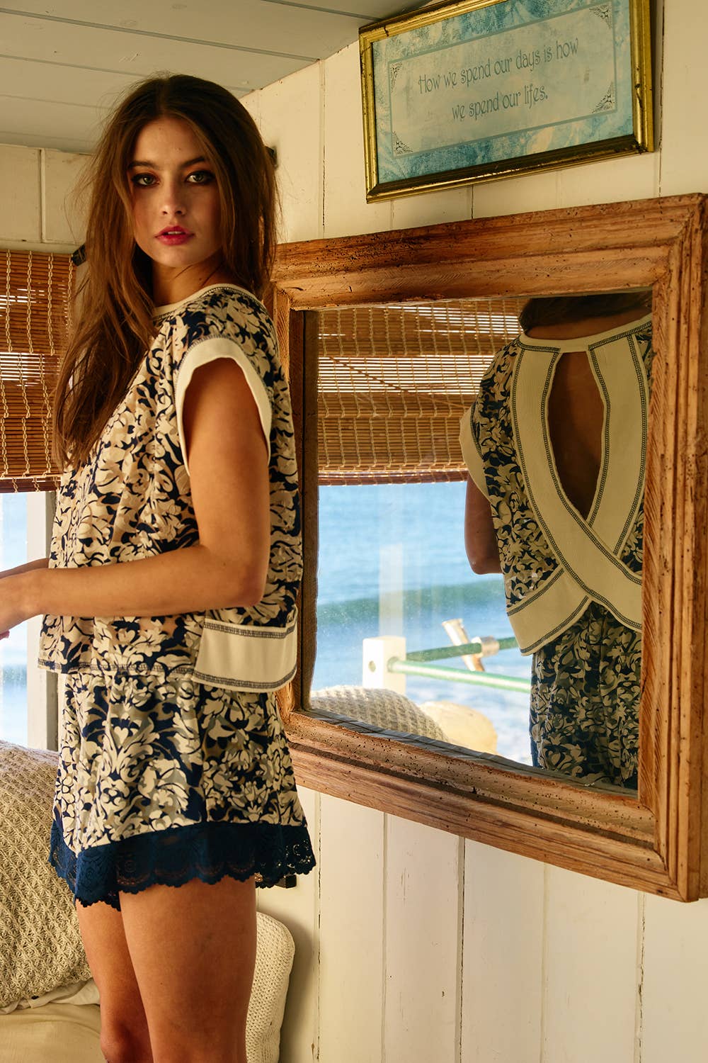 Overlap Open Back Floral Organza Crop Top