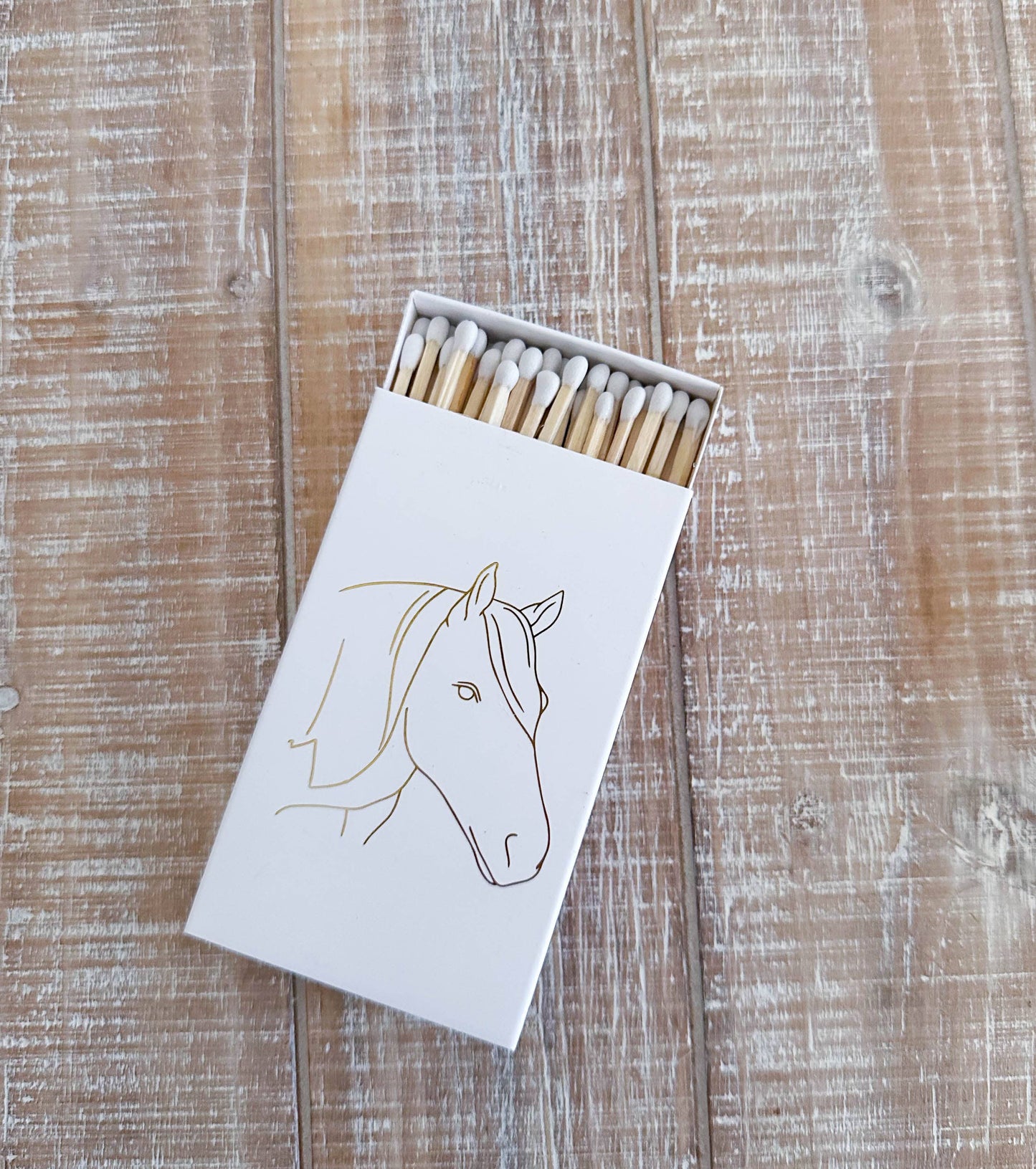 White Oversized Horse Head Matches with Gold Foil