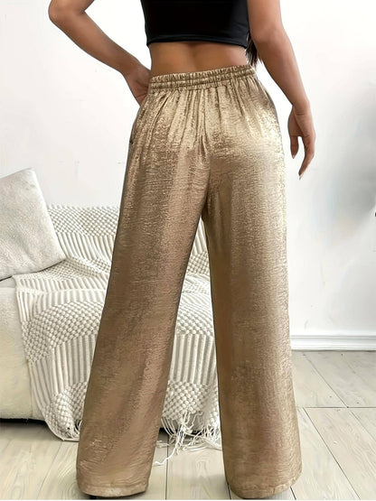 Metal shiny bronzing wide-leg pants