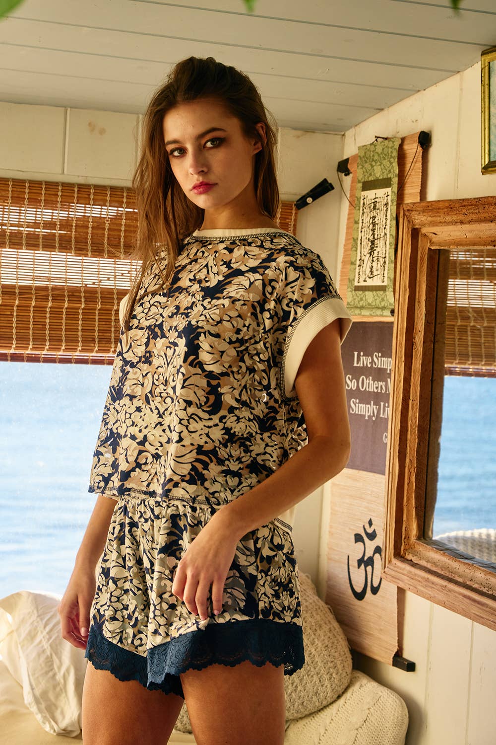 Overlap Open Back Floral Organza Crop Top