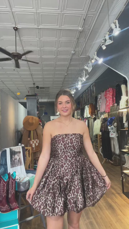 Maroon leopard mini bubble dress