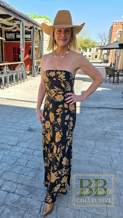 Strapless Bias Cut Maxi Dress