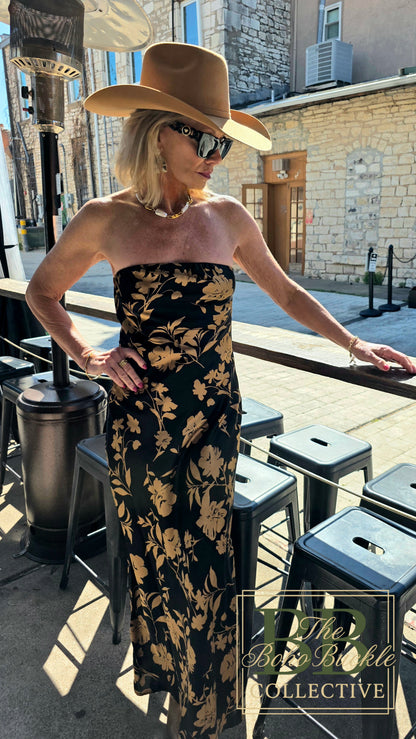 Strapless Bias Cut Maxi Dress