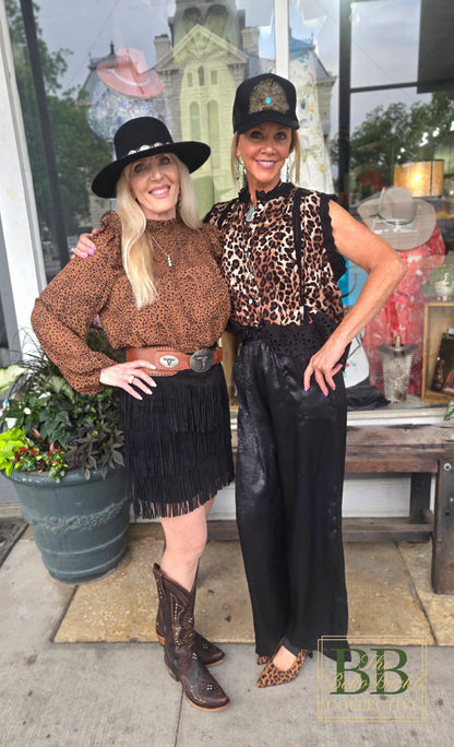 Leopard and eyelet blouse