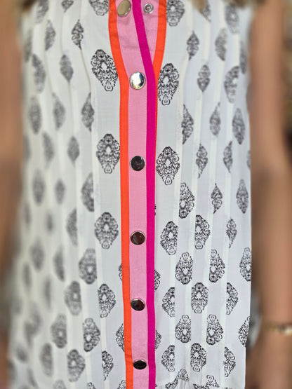 White button-down collared sundress