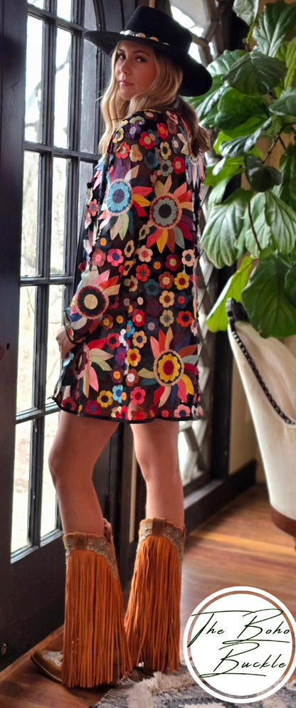 Spring Flower Leather Jacket