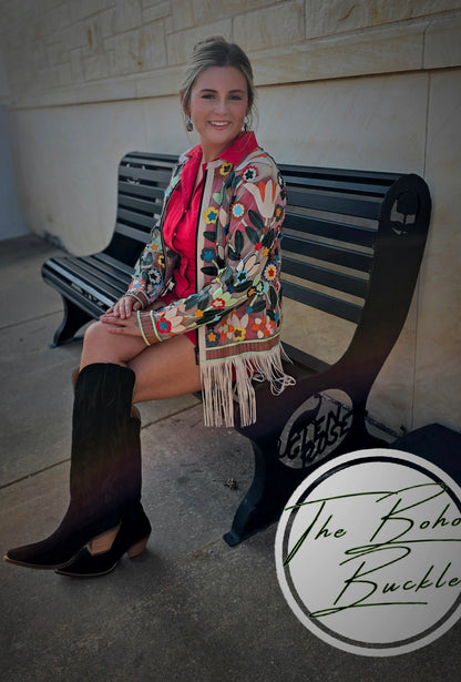 Floral Fringe Jacket