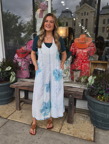 Blue floral romper