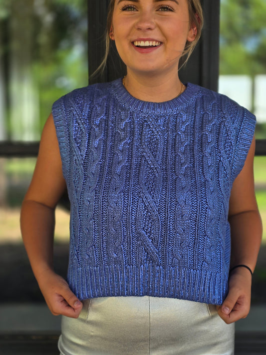 Blue Metallic Sweater Vest