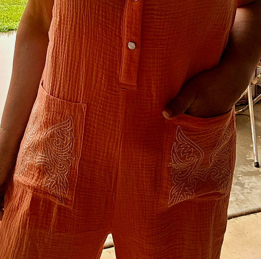 Coral Gauze jumper with stitch