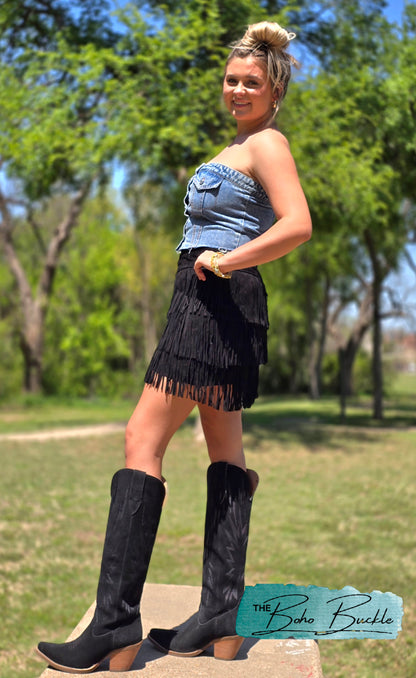 Washed Denim Corset Tube Top Sweet Sleeveless Top