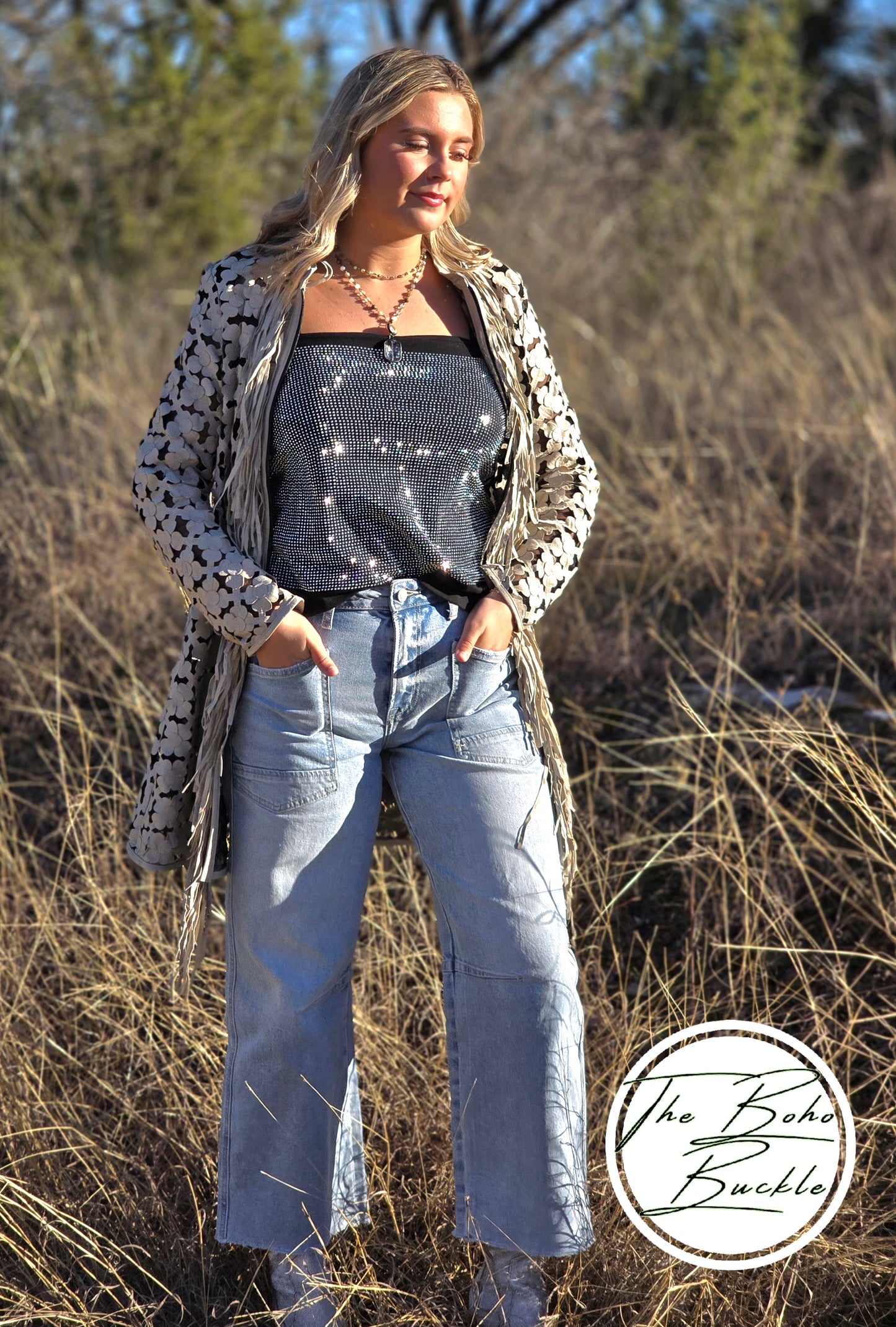 Leather Fringe Ivory Jacket