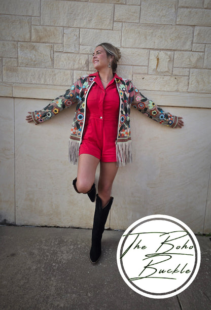 Floral Fringe Jacket