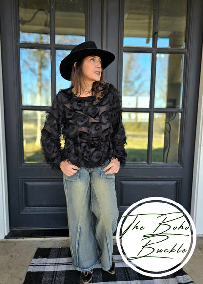 Black Feather Blouse