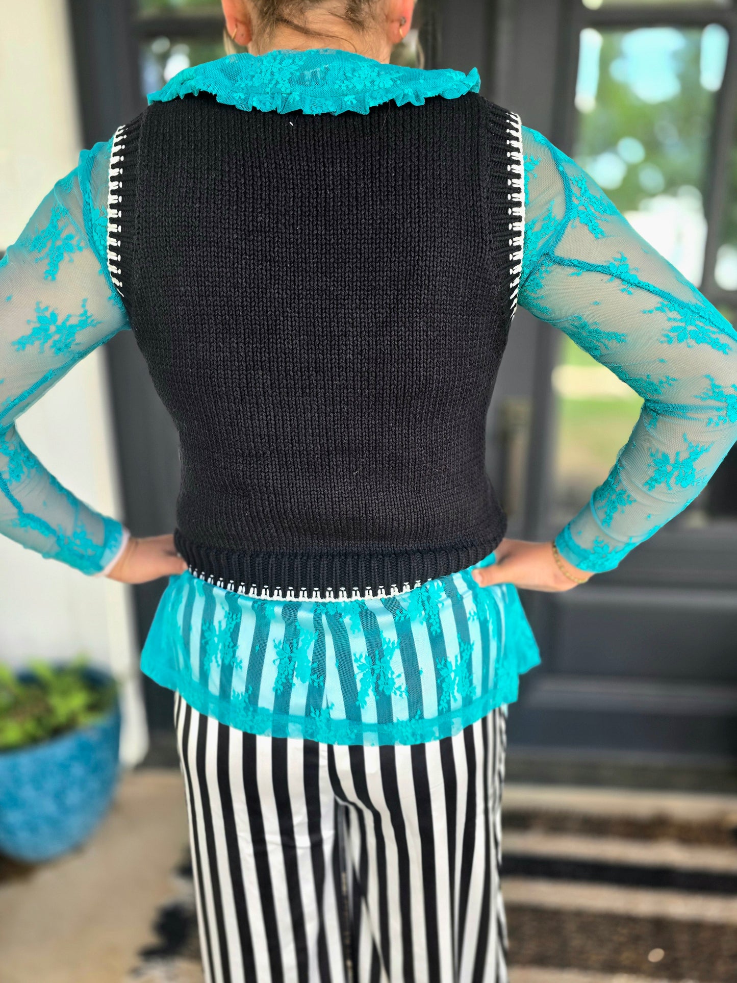 Black And White Howdy Sweater Vest