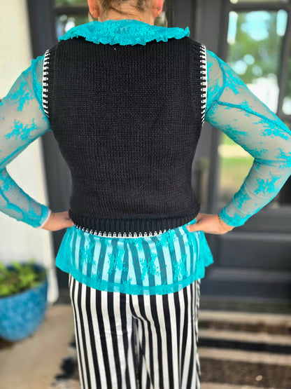 Black And White Howdy Sweater Vest
