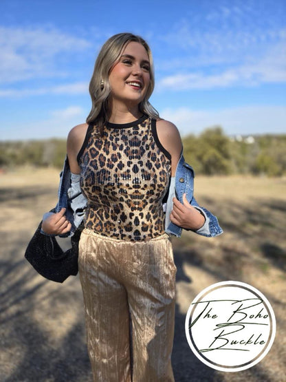 LONG VELVET PANTS WITH SEQUINS
