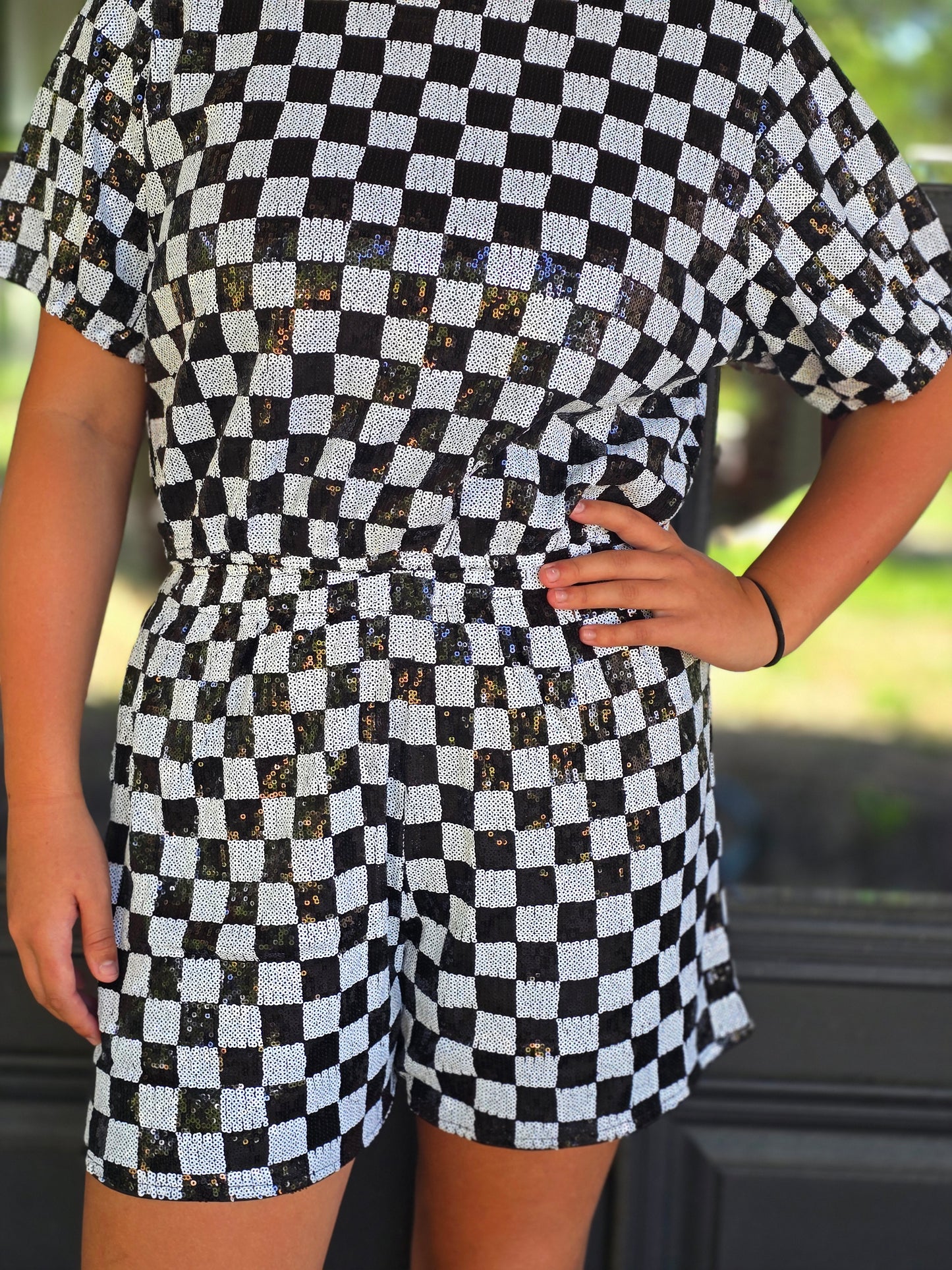 Sequin Checkered Top