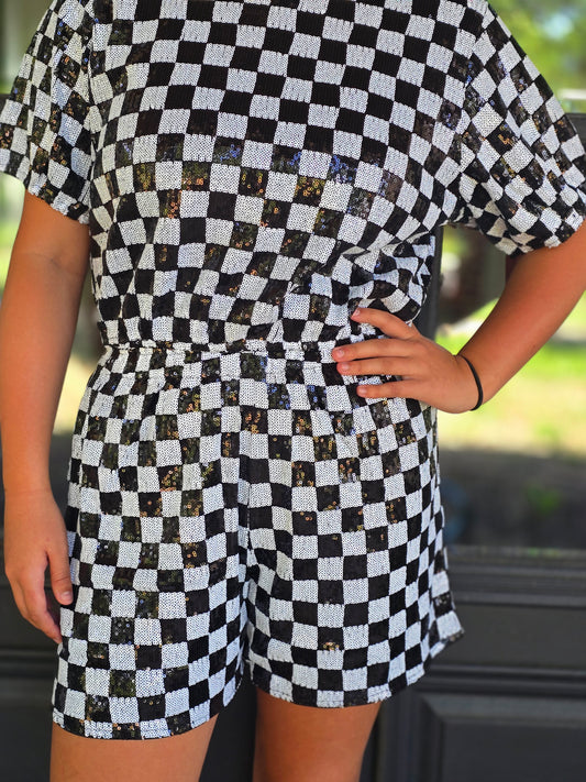 Sequin Checkered Top