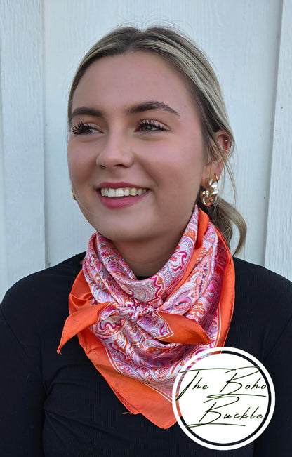 Orange and Pink Paisley Wild Rag