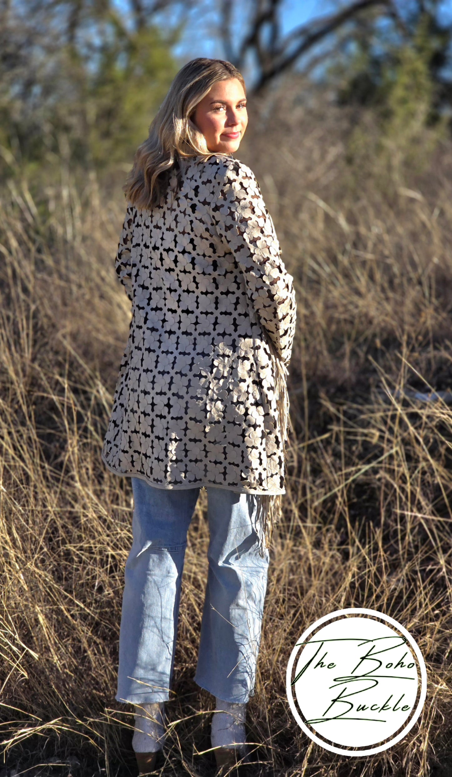 Leather Fringe Ivory Jacket
