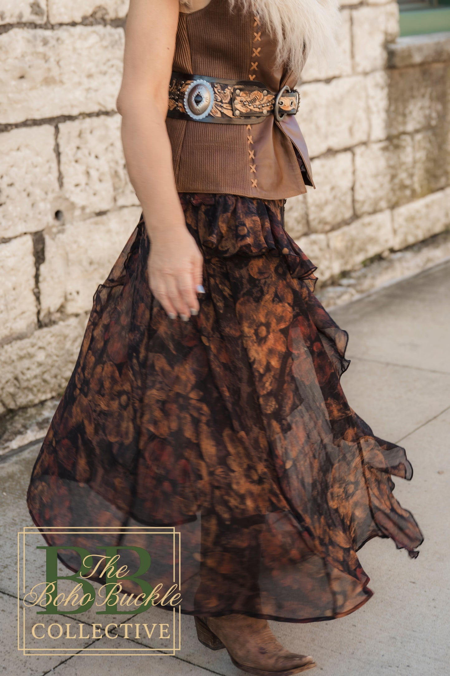 Neutral floral skirt