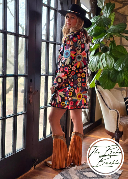 Spring Flower Leather Jacket