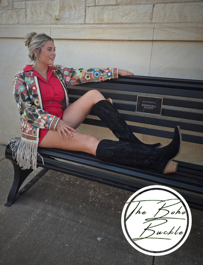 Floral Fringe Jacket