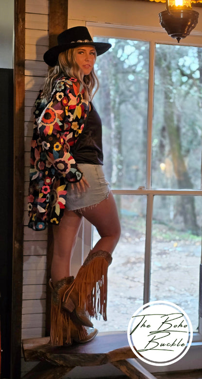 Spring Flower Leather Jacket